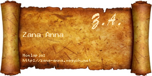 Zana Anna névjegykártya